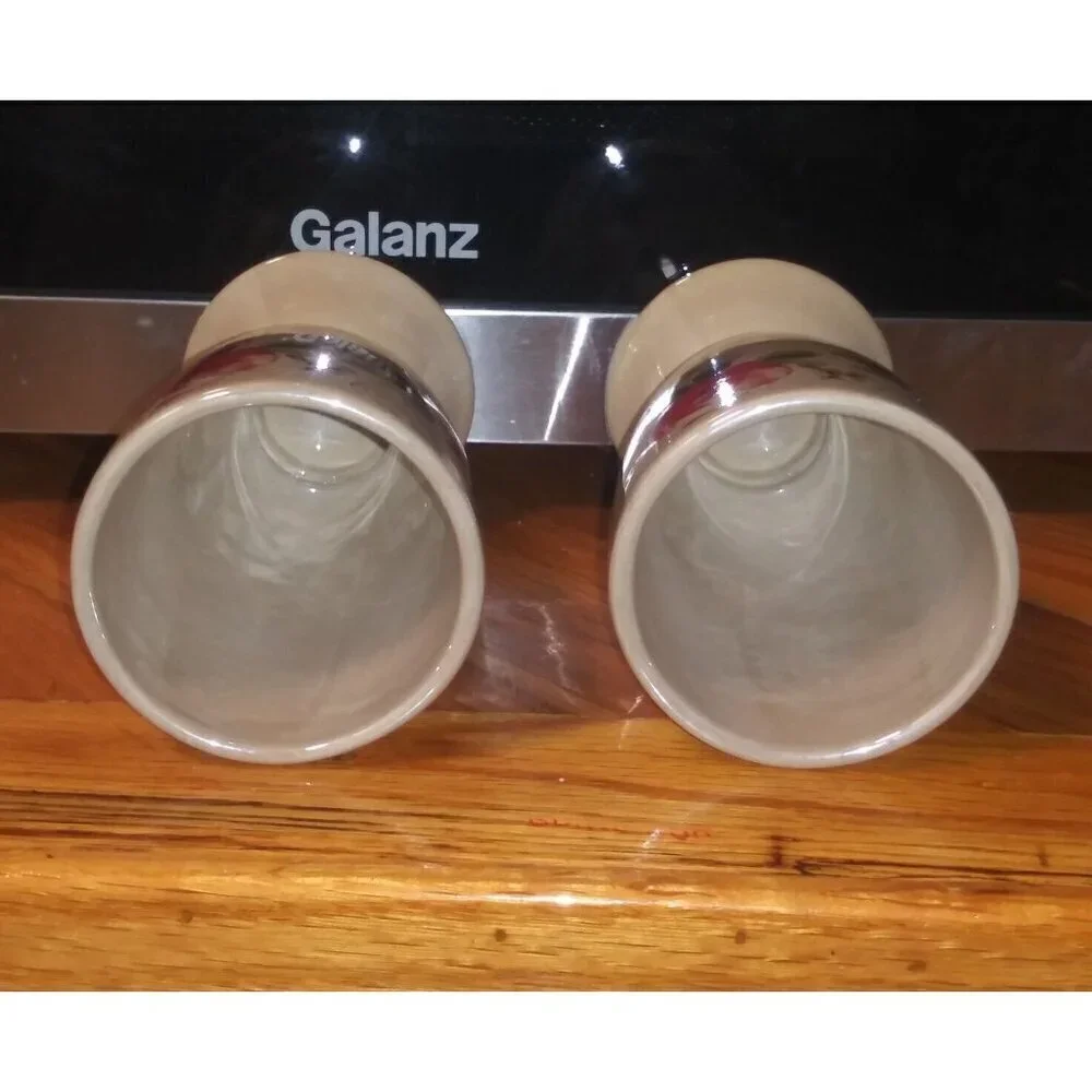2 Lenox Bathroom Tumblers Wamsutta Springs Floral glazed Ceramic taupe beige